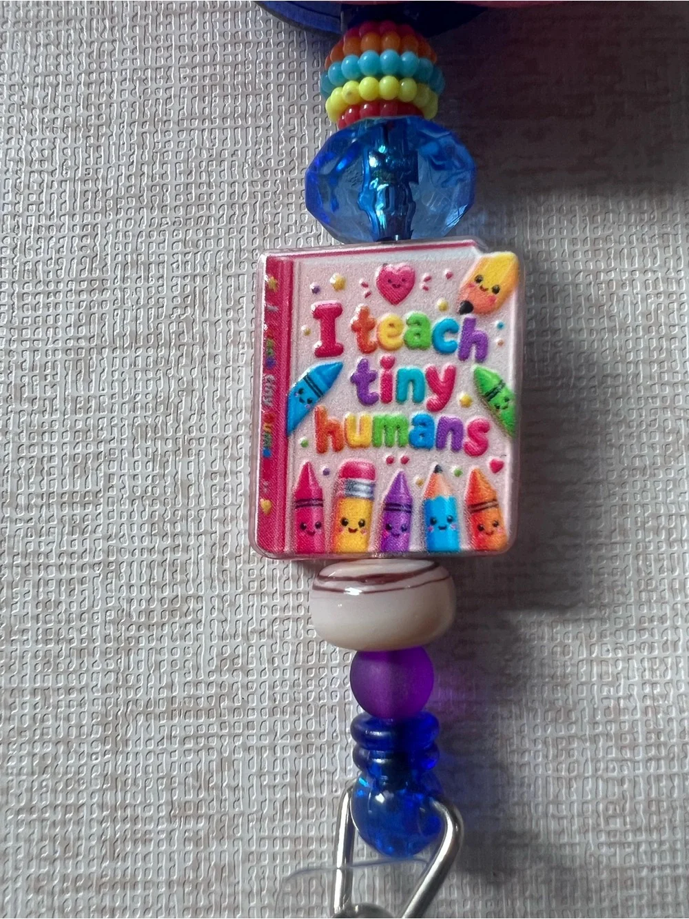 Teachers Rainbow Snail Badge Reel - Pink & Multicolor
